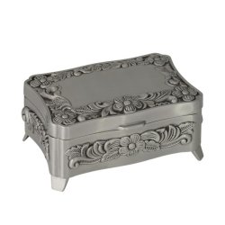 Fortinnet smykkeskrin m. blomster (Stor)