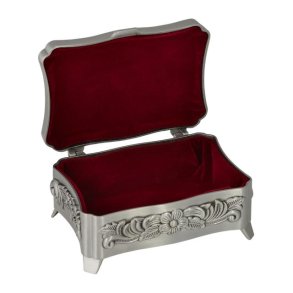 Fortinnet smykkeskrin m. blomster (Stor)