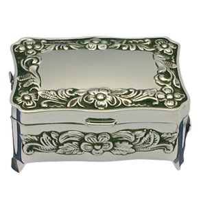 Forkromet smykkeskrin m. Bomster (lille)