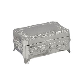 Forkromet smykkeskrin m. Bomster