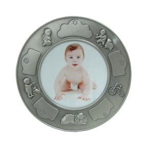 Fortinnet fotoramme (rund) m. dreng