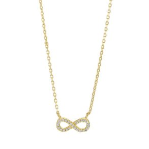 Forgyldt slv halskde med AGNANOR vedhng m. cz