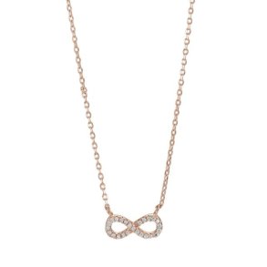 Rosaforg. slv halskde med AGNANOR vedhng m. cz