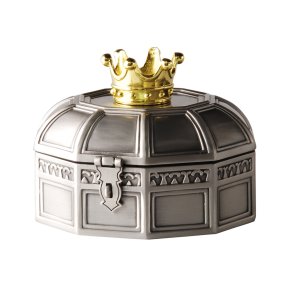 Fortinnet smykkeskrin m krone