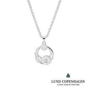 Marguerit collier slv hvid emalje