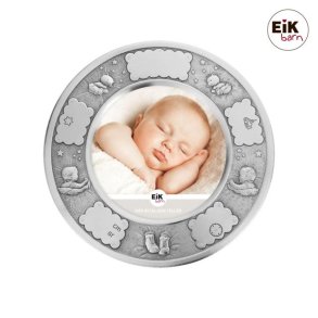 Tin fotoramme (rund) bamse 13,5cm