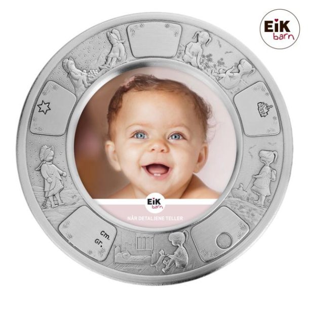 Tin fotoramme (rund) pige 18cm